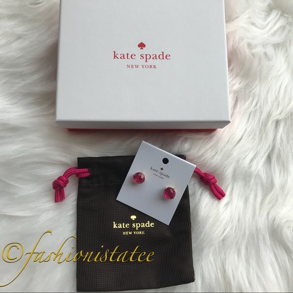 NWT kate spade fuschia earrings pink dust bag incl - Picture 3 of 6